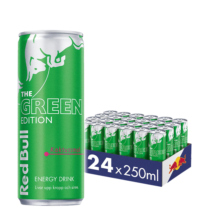 Køb 24 Red Bull 250 ml, Green Edition, Cactus - Bodystore.dk